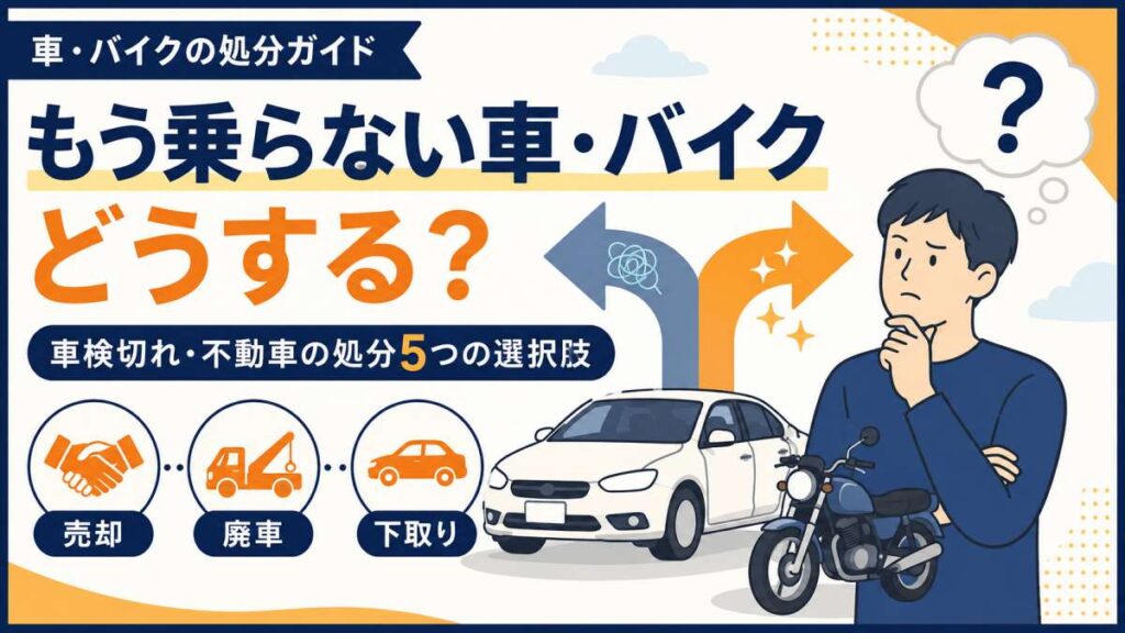 もう乗らない車・バイクはどうする？車検切れ・不動車の処分5つの選択肢
